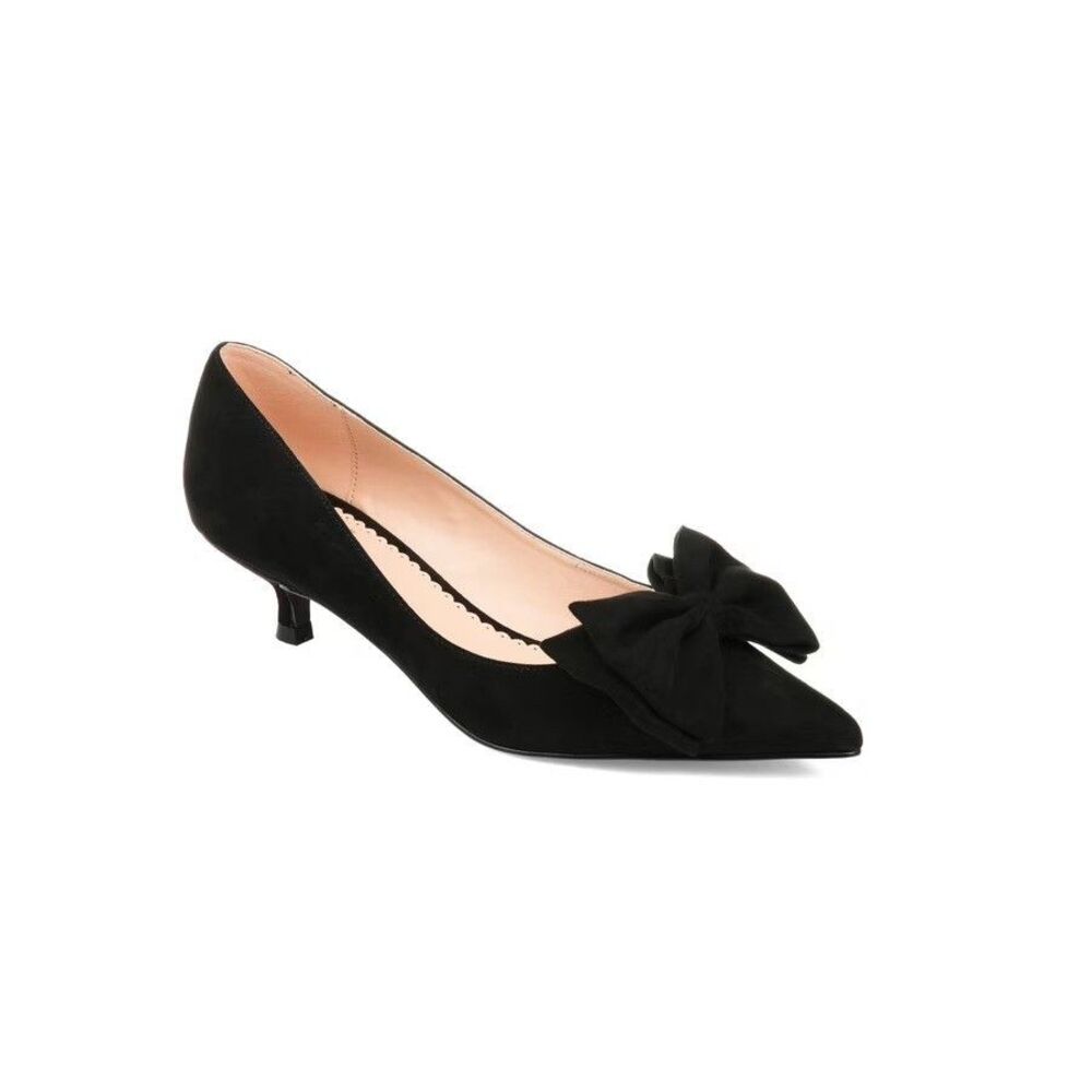 Journee Collection Womens 8.5 M Black Orana Bow Pointed Toe Heels DISPLAY LH6